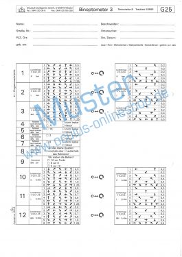 Satz Testblöcke für Binoptometer® 3 (G37/G25) 2-seitig (10 x 100 Blatt)