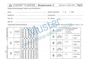 Satz Testblöcke für Binoptometer® 3 (FEV)